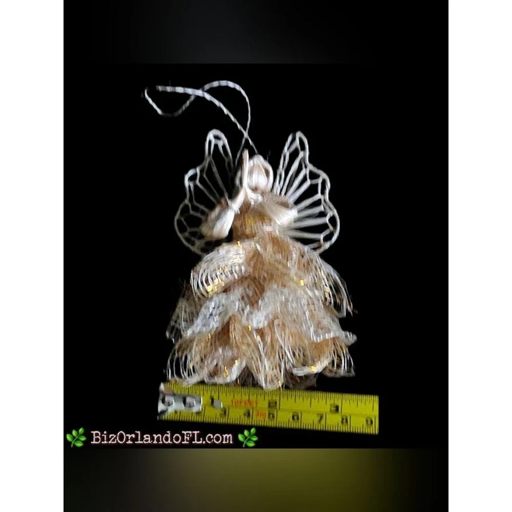 VINTAGE: Handcrafted Abaca Fiber Angel Ornament Seasonal Holiday Christmas Decor